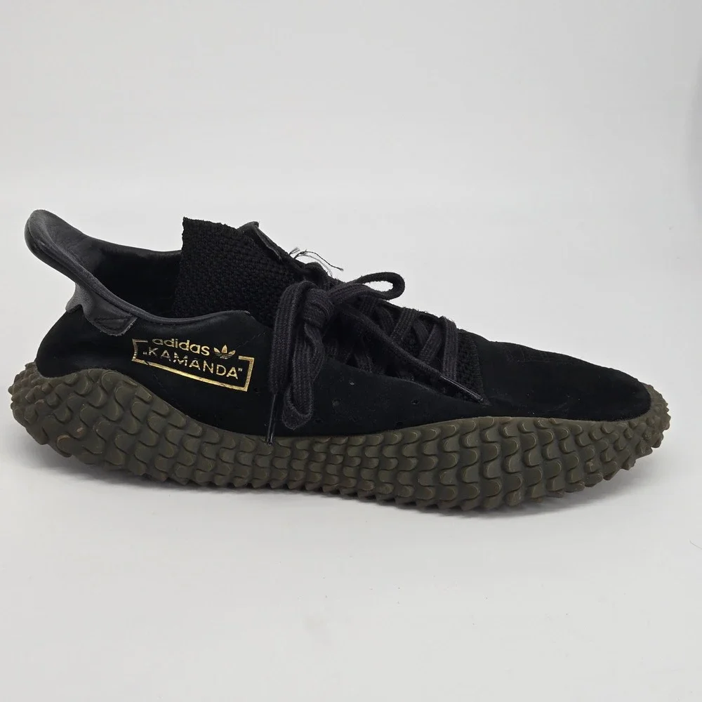 adidas Kamanda 01 Black Gum Suede Terrace Soccer‎ Sneakers Mens Size 8 BD7903